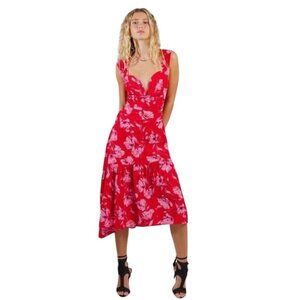 NWT Band of the Free Red and Pink Floral Ruffle Sundress Size Large‎
